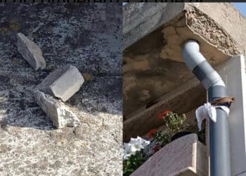 Serramanna, pericolo tra le tombe: pioggia di parti di cornicione caduti al suolo