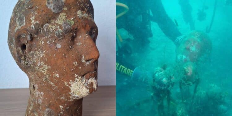 Pula, recuperata dal fondale marino una testa in terracotta di età romana