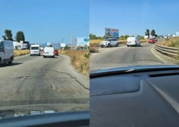 Elmas, nella zona industriale l’asfalto danneggiato mette in serio pericolo gli automobilisti