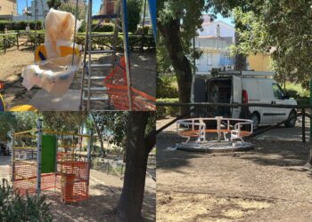Iglesias, nuovi giochi per i bambini al parco e il sindaco avverte: “Sono per i piccoli, non per adolescenti: controllerò mattina e sera”
