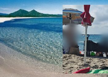 Villasimius, rissa sfiorata per un ombrellone parcheggiato in spiaggia a Cala Sinzias