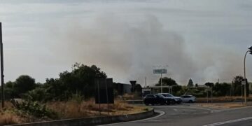 Selargius, un grosso incendio minaccia le case: alte fiamme alimentate dal forte vento