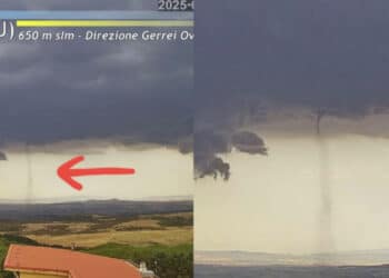 Tromba d’aria nel Gerrei: questo pomeriggio tra fulmini, tuoni e pioggia anche il fenomeno del vortice d’aria