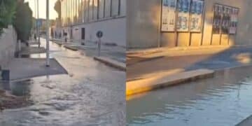 Cagliari, maxi perdita idrica in via dei Salinieri