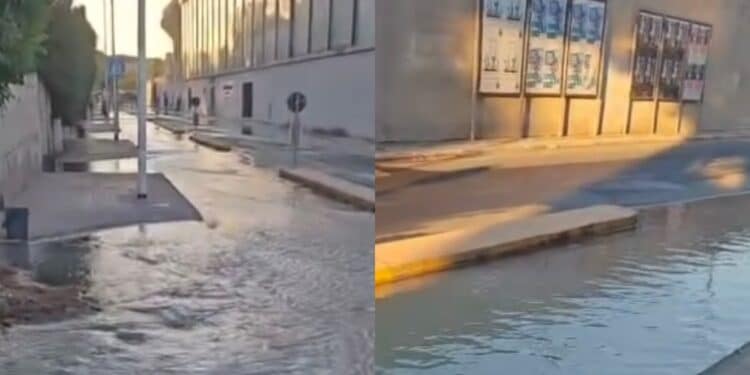 Cagliari, maxi perdita idrica in via dei Salinieri