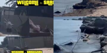 Quartu, il gazebo in spiaggia smantellato e gettato in mare: il video è virale