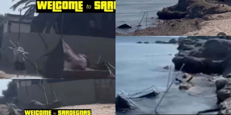 Quartu, il gazebo in spiaggia smantellato e gettato in mare: il video è virale