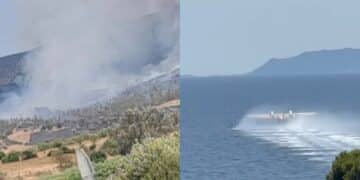 Serdiana divorata dalle fiamme: due elicotteri e due Canadair in azione pescano l’acqua dal Margine Rosso