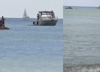 Quartu Sant’Elena, barca troppo vicina alle boe e ai bagnati, dalla riva c’è chi osserva e segnala