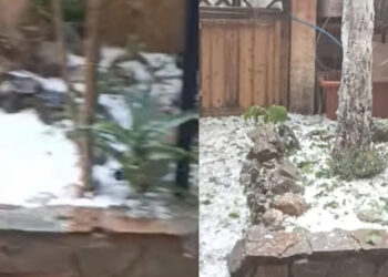 Maxi grandinata a Tonara, strade e giardini si tingono di bianco: un pomeriggio estivo che diventa autunnale