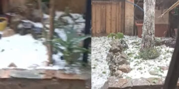 Maxi grandinata a Tonara, strade e giardini si tingono di bianco: un pomeriggio estivo che diventa autunnale