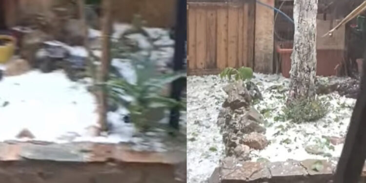 Maxi grandinata a Tonara, strade e giardini si tingono di bianco: un pomeriggio estivo che diventa autunnale