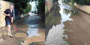 Chia, turisti in ostaggio di una perdita d’acqua in mezzo alla strada