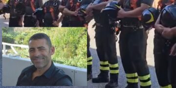 Straziante addio per il vigile del fuoco Alessio Chessa, 52 anni, scomparso prematuramente due giorni fa