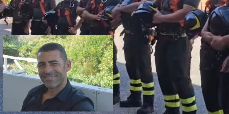 Straziante addio per il vigile del fuoco Alessio Chessa, 52 anni, scomparso prematuramente due giorni fa