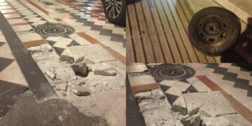 Sinnai, voragine in via Roma distrugge due gomme e un cerchio di un’auto in corsa