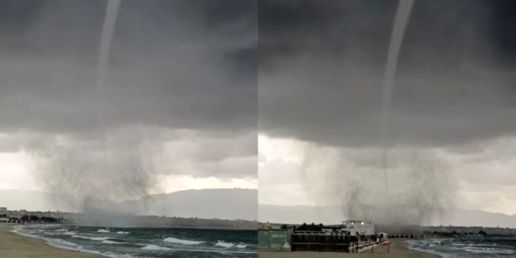 Cagliari, la tromba marina diventa star del web: centinaia di foto e video postate sui social