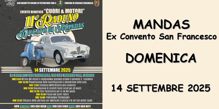 Al via domenica 14 Settembre l’evento benefico “Cuori & Motori”, II° Raduno Ducato di Mandas