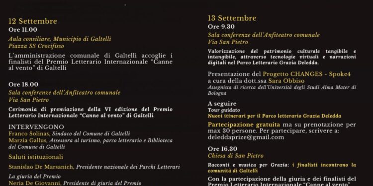 Canne al vento di Galtellì, verso la finale il premio letterario dedicato alla Deledda: in gara 207 racconti da tutto il mondo