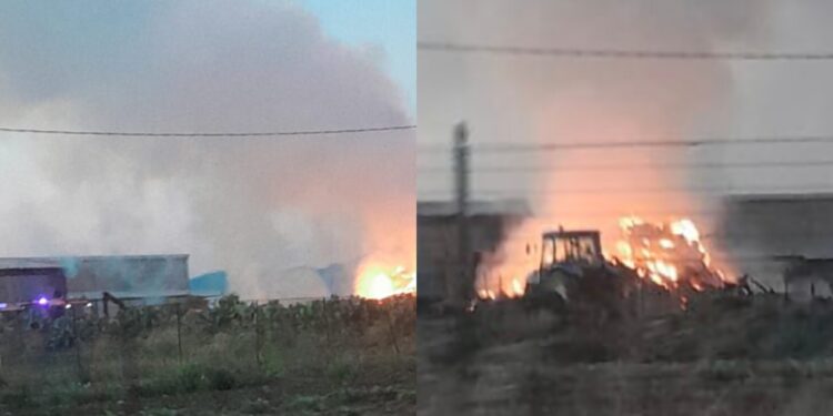 Paura a Villasor, vasto incendio in un’azienda alla periferia del paese