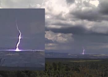 Ruinas, spettacolare scarica elettrica catturata dalla webcam di Villa Verde – Monte Arci di Baku Meteo