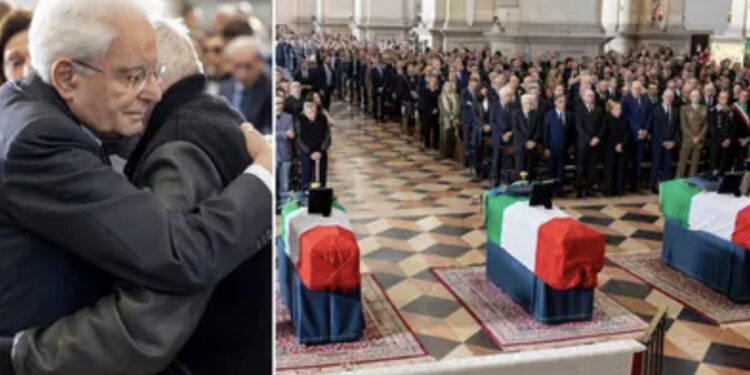 Padova, l’ultimo straziante saluto ai 3 carabinieri morti nell’esplosione di Castel D’Azzano