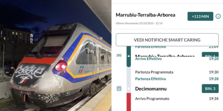 Freccia lentissima da Cagliari a Sassari: in viaggio con 113 minuti di ritardo