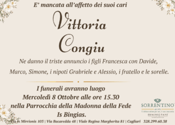 Cagliari, è mancata Vittoria Congiu