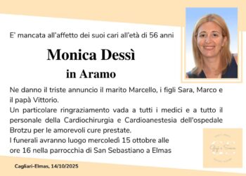 Elmas, scompare a soli 56 anni Monica Dessì in Aramo: il grande cordoglio dei familiari e degli amici di Marcello