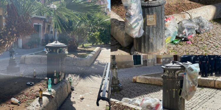 Cagliari, Villanova violata dagli incivili: spazzatura ovunque e una lunga fila di bottiglie