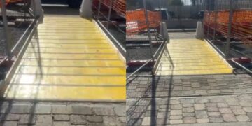 Viale Diaz, finiti i disagi per cittadini, avventori e commercianti: realizzata la passerella pedonale per attraversare il cantiere