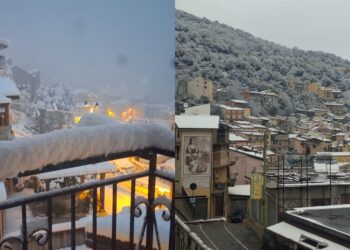 Desulo sotto la neve, un manto soffice di  30 centimetri abbraccia lo storico paese