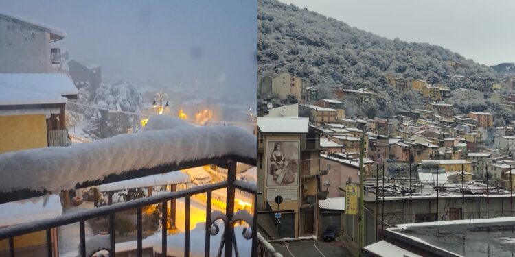 Desulo sotto la neve, un manto soffice di  30 centimetri abbraccia lo storico paese