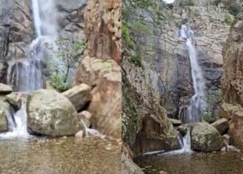 Villacidro, Sa Spendula in tutta la sua bellezza: la cascata bagna abbondantemente il suolo formando un lago (VIDEO)