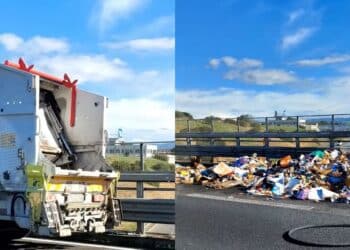 Sestu, camion per la raccolta dei rifiuti a fuoco lungo la Ss 131