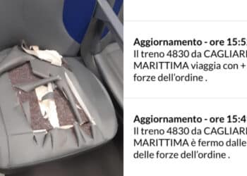 Vandalizzato il treno Cagliari- Porto Torres: disordini a bordo e ritardo di 15 minuti