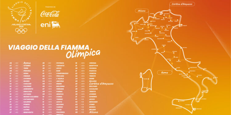 La fiamma olimpica dei giochi di Milano Cortina 2026 illuminerà anche la Sardegna