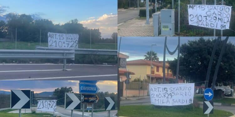 Uta, il benvenuto alla Todde con striscioni bianchi per richiamare l’attenzione sulla speculazione energetica