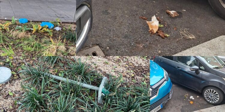 Cagliari, parcheggi in piazza del Carmine usati come wc e immondizia e arredi divelti in piazza Matteotti