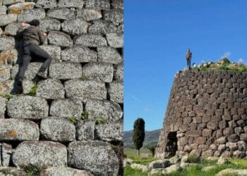 Federico Quaranta scala il nuraghe di Silanus e posta le foto dell’impresa: scoppia il caos