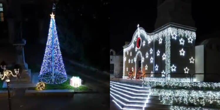 Dolianova si prepara ad accogliere il Natale: luci colorate dalla chiesa di San Biagio alle piazze
