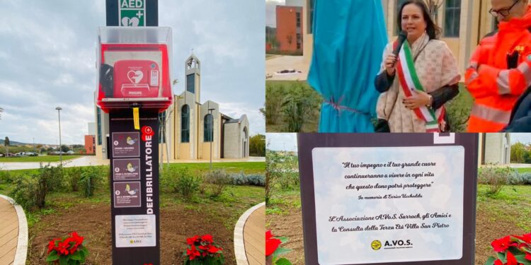 Villa San Pietro, un defibrillatore donato alla comunità per onorare la memoria del volontario Enrico