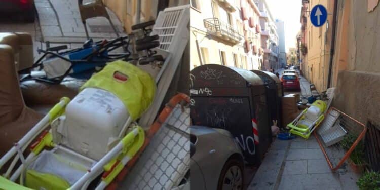 Cagliari, vergogna alla Marina: una discarica a cielo aperto nel cuore della città