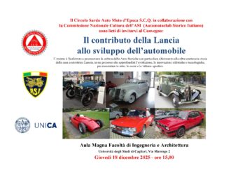 All’Università di Cagliari il convegno “Il contributo della Lancia allo sviluppo dell’automobile”