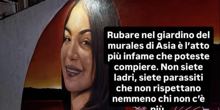 Quartu, furto nel giardino del murales dedicato ad Asia Loddo: “Siete parassiti”