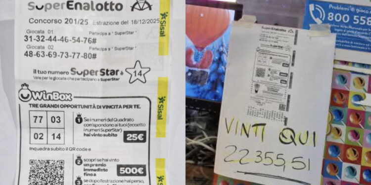 Carbonia, con 3 euro al SuperEnalotto ne porta a casa oltre 22 mila: regalo di Natale per un residente della città