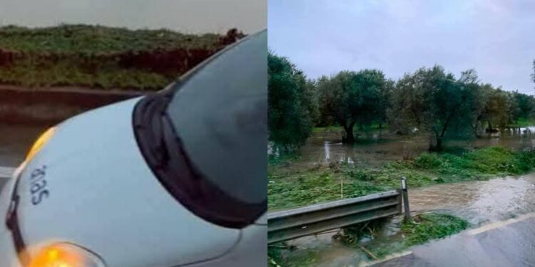 Maltempo, primi allagamenti lungo la Ss 387: al bivio per Soleminis l’acqua ha invaso parte della carreggiata