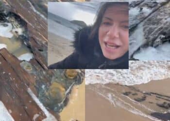 Sud Sardegna, i resti di un probabile antico galeone riaffiorano dalla sabbia dopo la tempesta -VIDEO