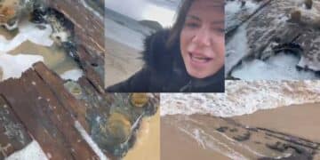 Sud Sardegna, i resti di un probabile antico galeone riaffiorano dalla sabbia dopo la tempesta -VIDEO