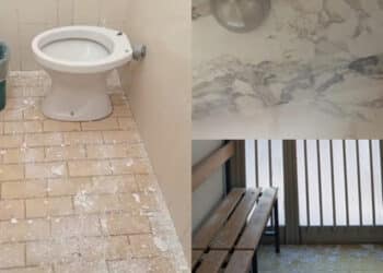 Cagliari, la palestra del “De Sanctis” cade a pezzi: muffa, intonaco a terra e una rete sopra la testa dei ragazzi (VIDEO)